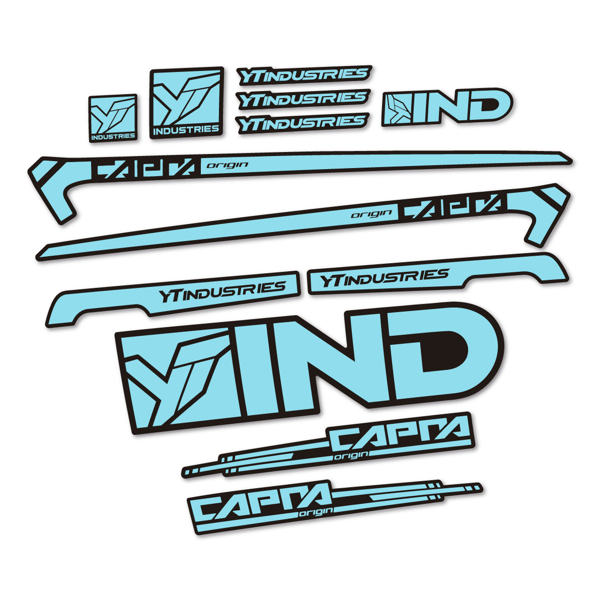Stickers for YT Capra AL 2015 frame, vinyl decals - Sky Blue