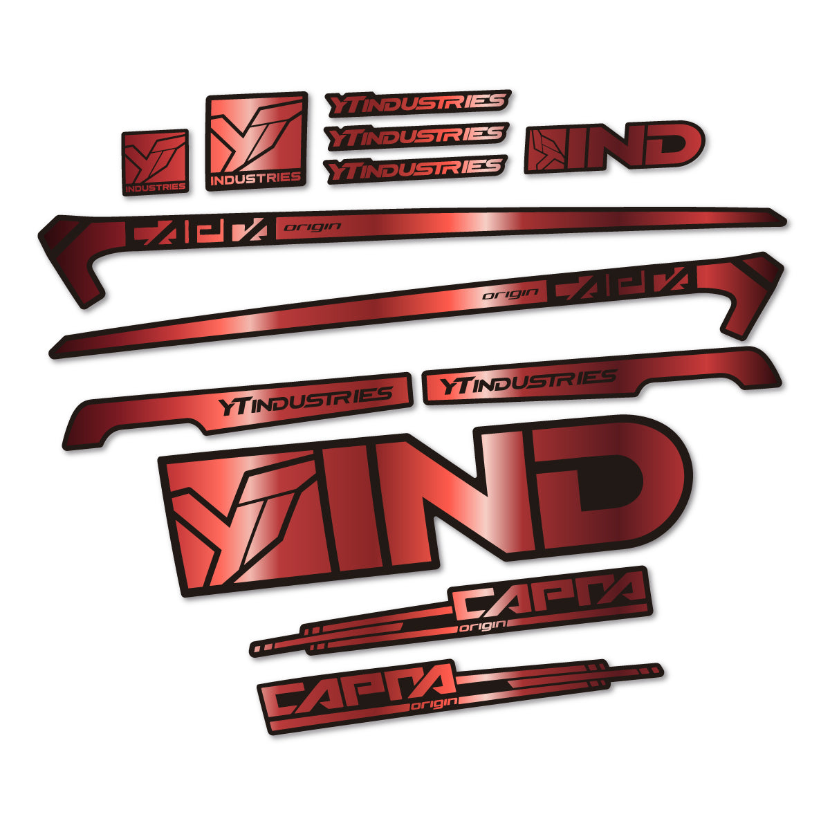 Stickers for YT Capra AL 2015 frame, vinyl decals - Copper