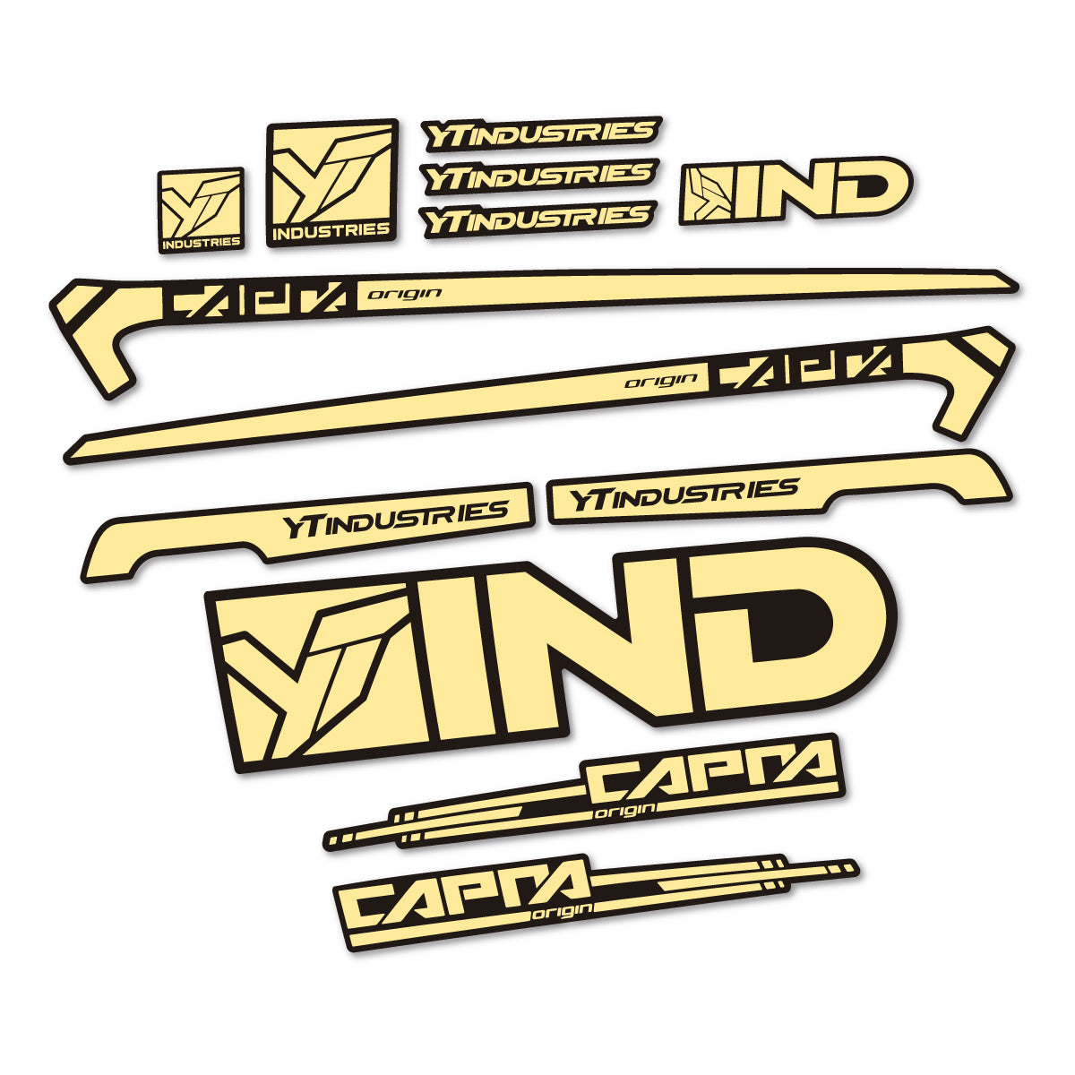 Stickers for YT Capra AL 2015 frame, vinyl decals - Cream