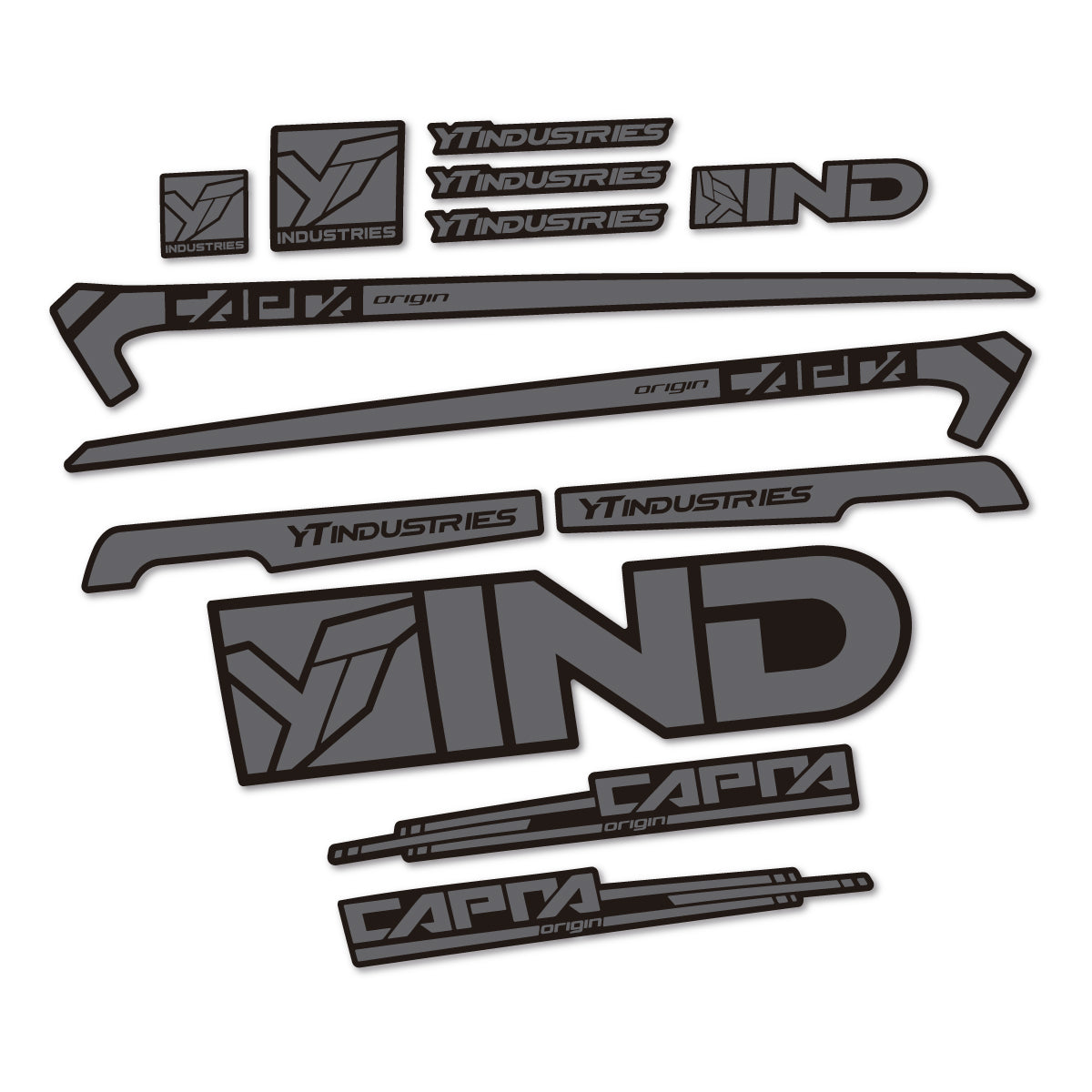 Stickers for YT Capra AL 2015 frame, vinyl decals - Medium Grey