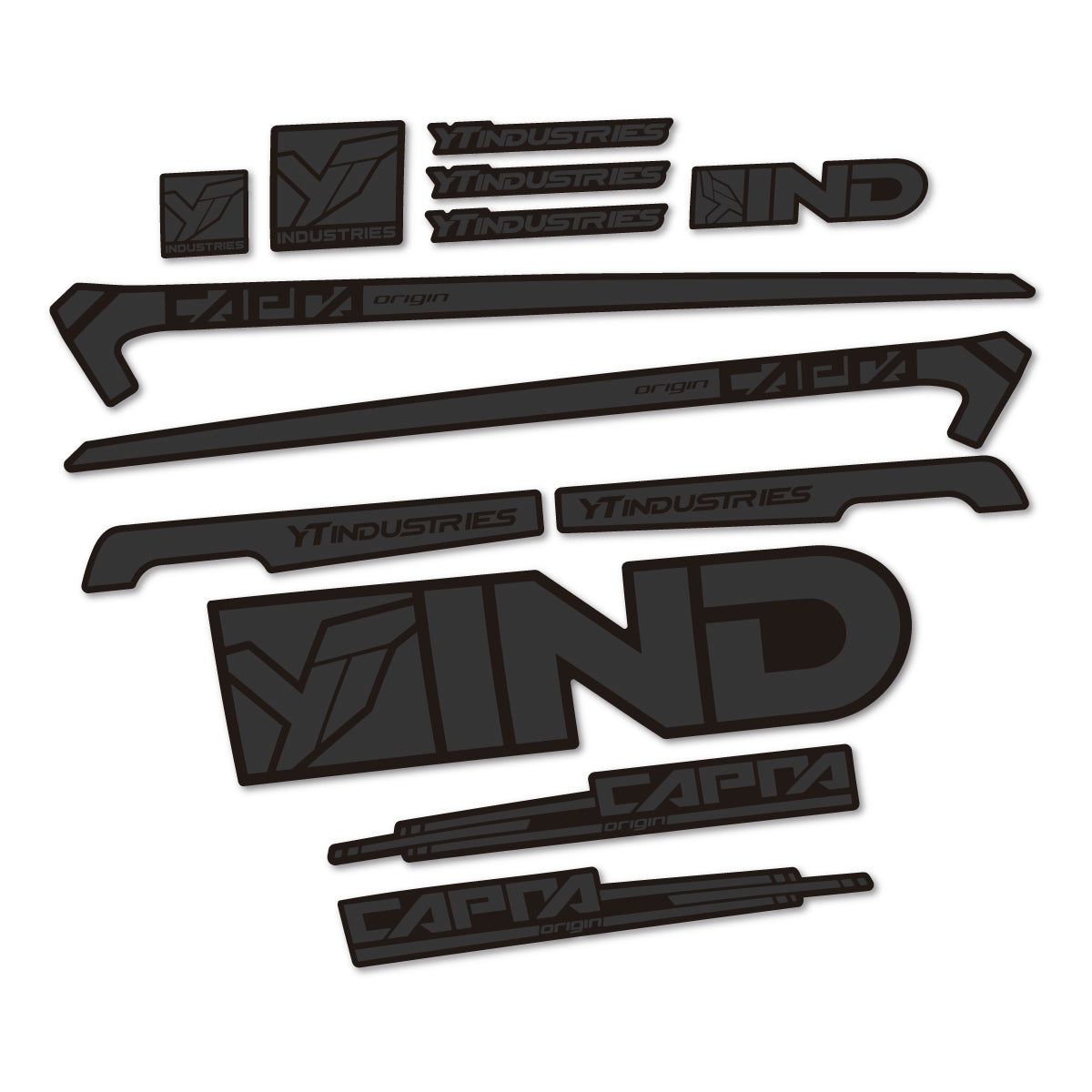 Stickers for YT Capra AL 2015 frame, vinyl decals - Very Dark Grey