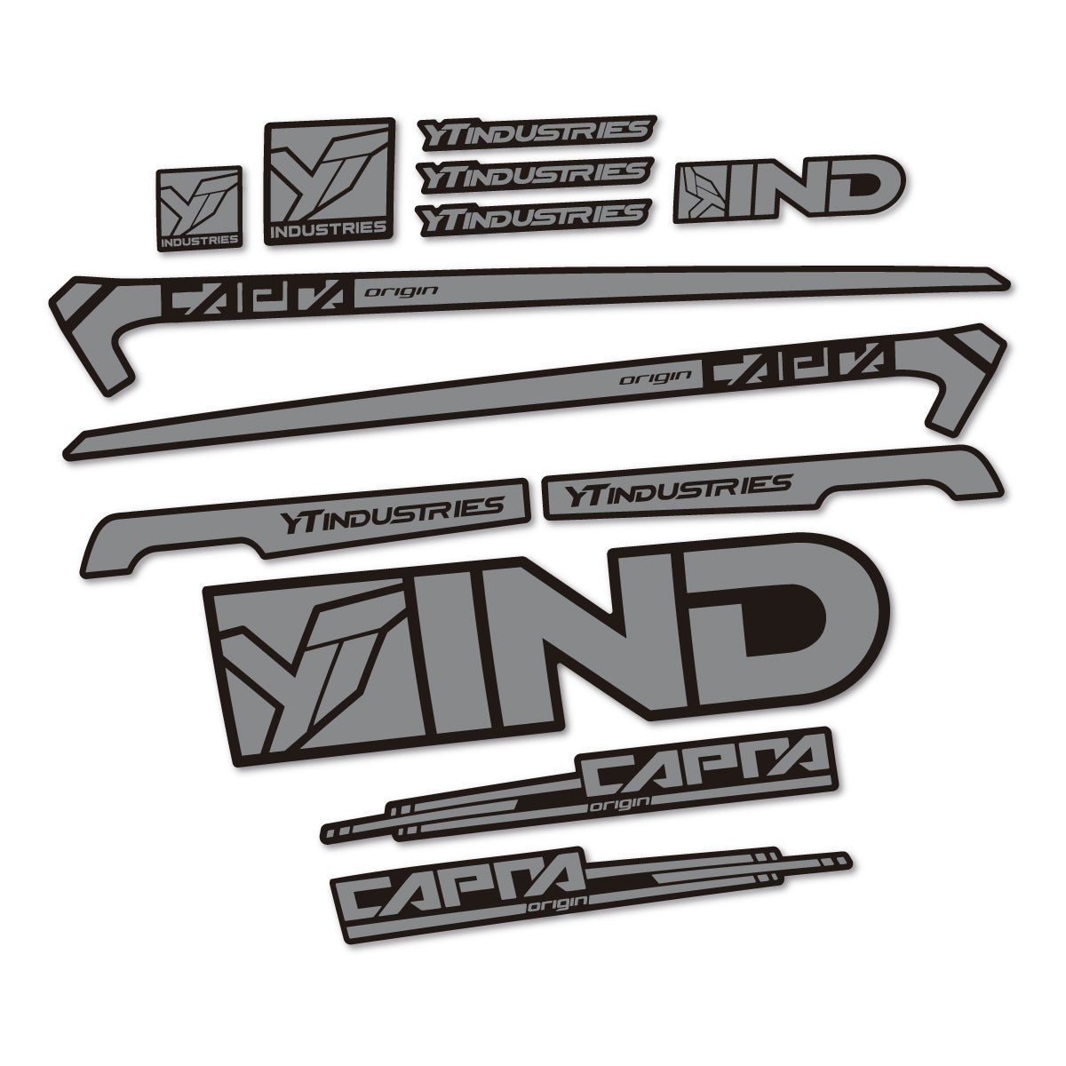 Stickers for YT Capra AL 2015 frame, vinyl decals - Traffic Grey