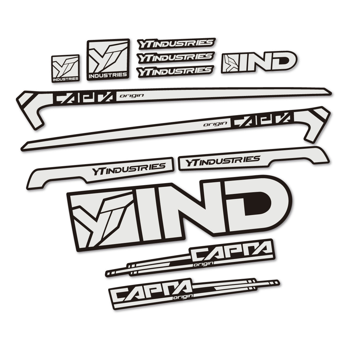Stickers for YT Capra AL 2015 frame, vinyl decals - Pearl Grey