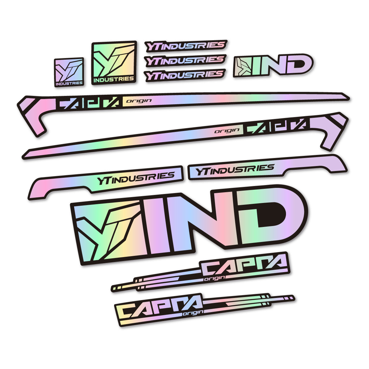 Stickers for YT Capra AL 2015 frame, vinyl decals - Hollographic