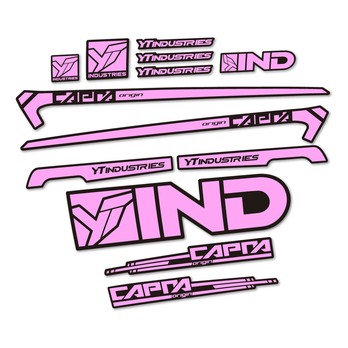 Stickers for YT Capra AL 2015 frame, vinyl decals - Light Lilac