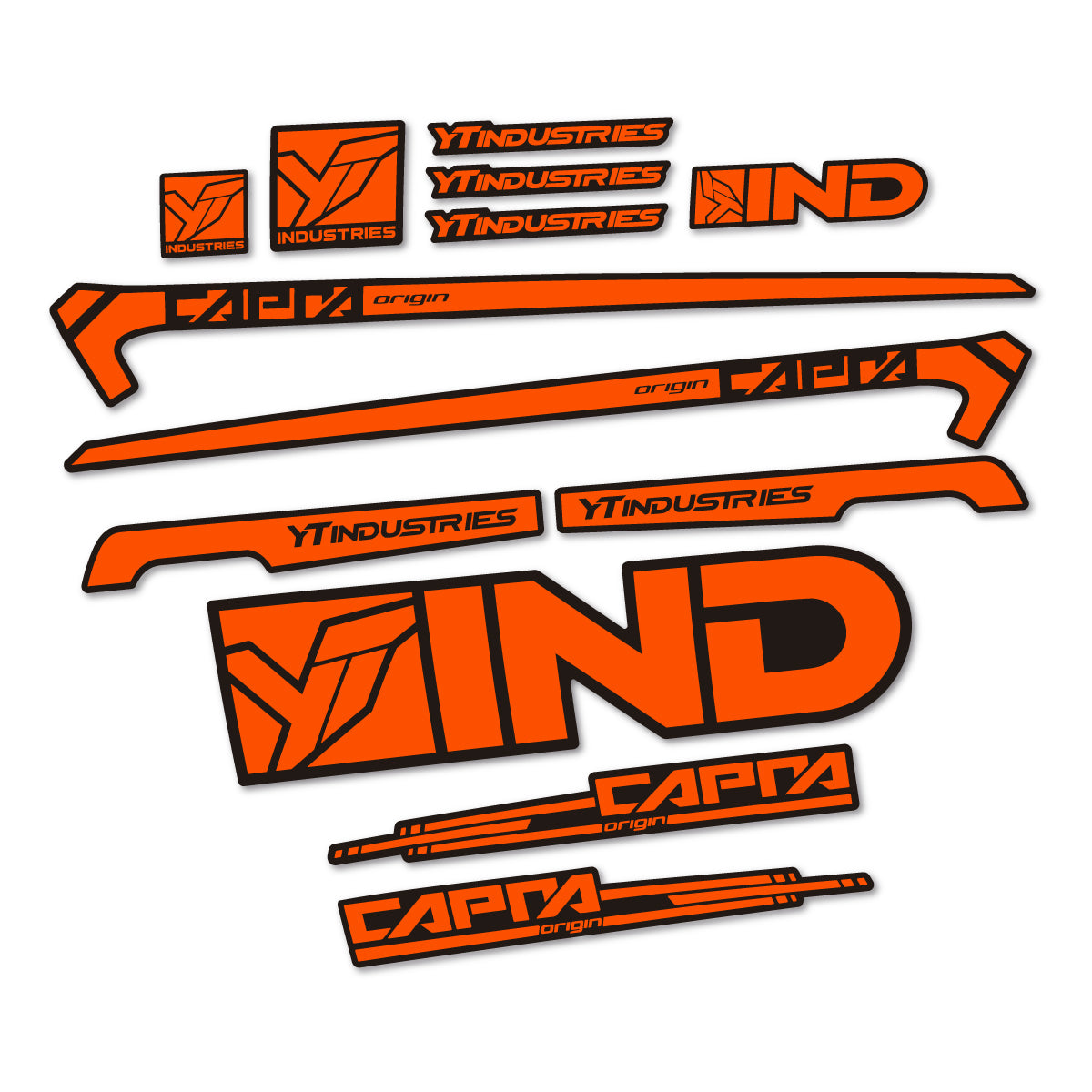 Stickers for YT Capra AL 2015 frame, vinyl decals - Orange