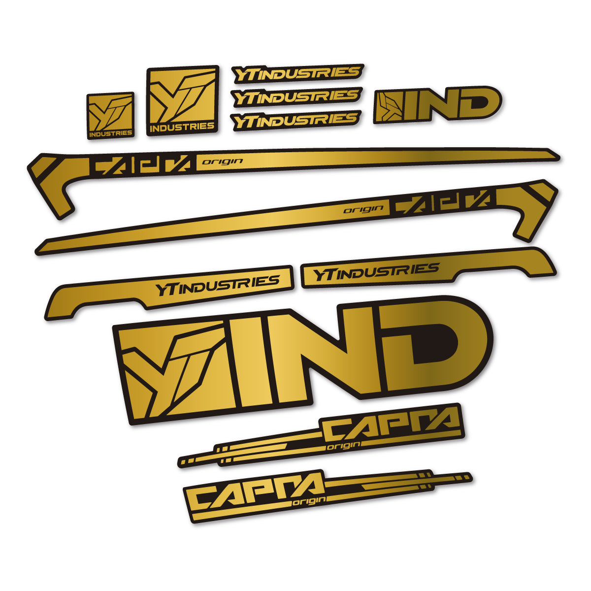 Stickers for YT Capra AL 2015 frame, vinyl decals - Gold
