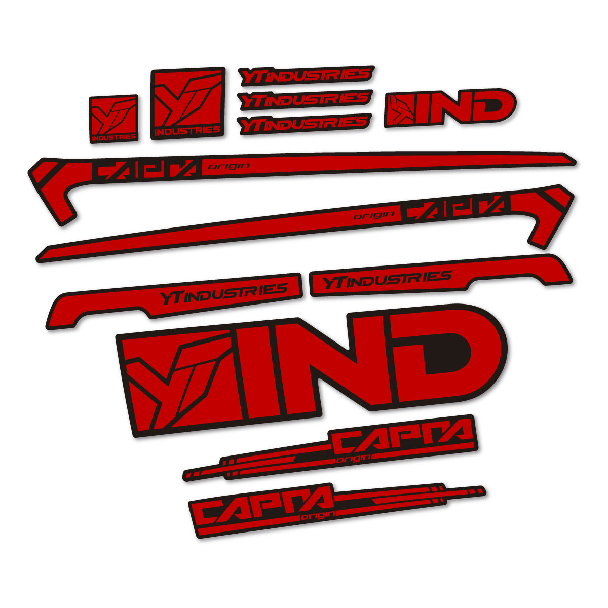 Stickers for YT Capra AL 2015 frame, vinyl decals - Medium Red
