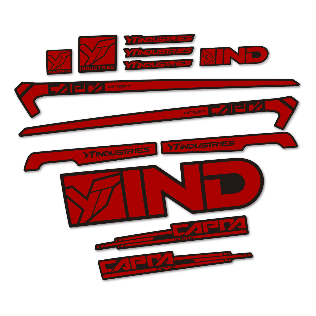 Stickers for YT Capra AL 2015 frame, vinyl decals - Dark Red