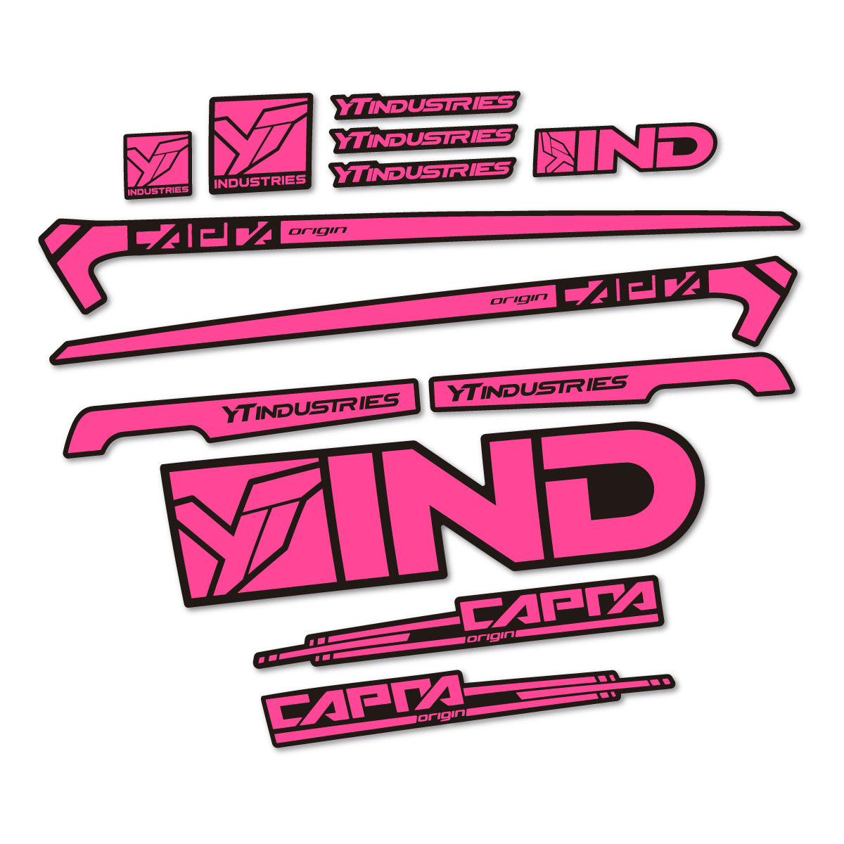 Stickers for YT Capra AL 2015 frame, vinyl decals - Bubblegum Pink