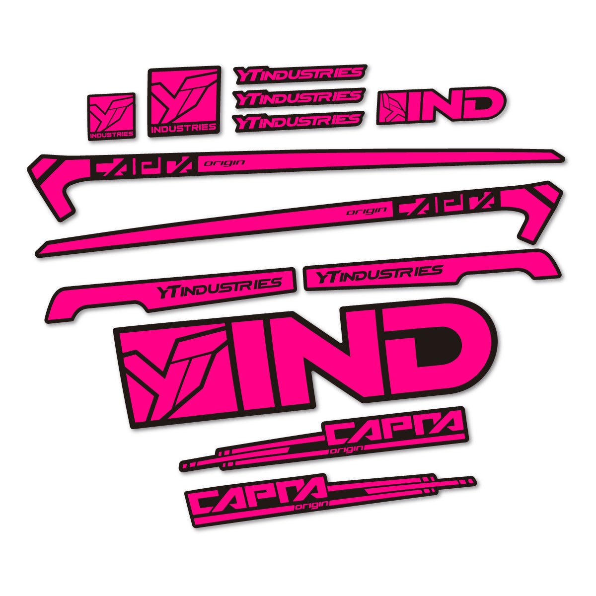 Stickers for YT Capra AL 2015 frame, vinyl decals - Fuchsia
