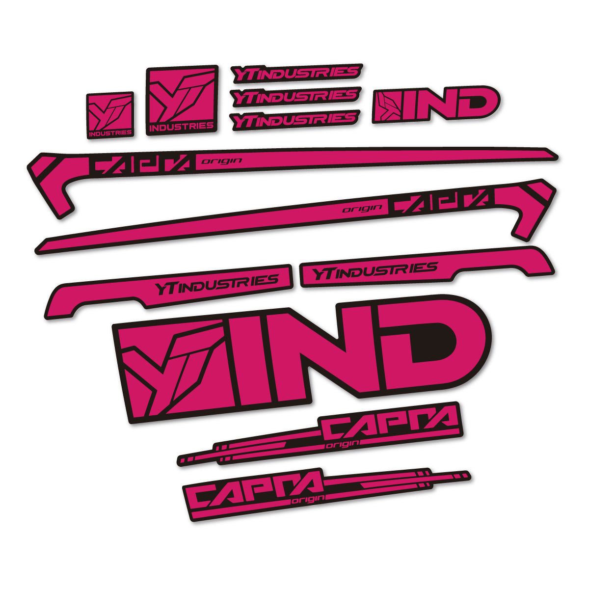 Stickers for YT Capra AL 2015 frame, vinyl decals - Dark Pink