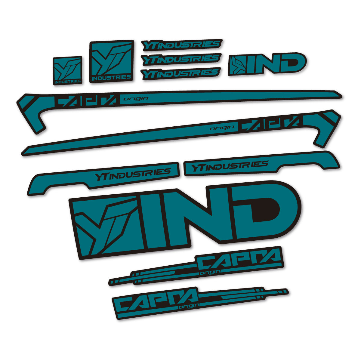 Stickers for YT Capra AL 2015 frame, vinyl decals - Dark Turquoise