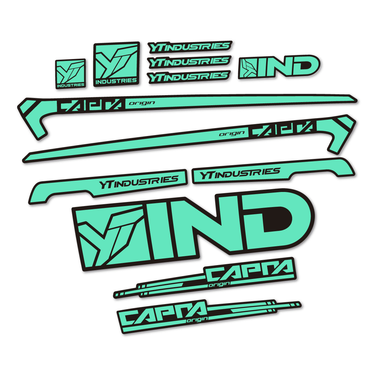 Stickers for YT Capra AL 2015 frame, vinyl decals - Mint