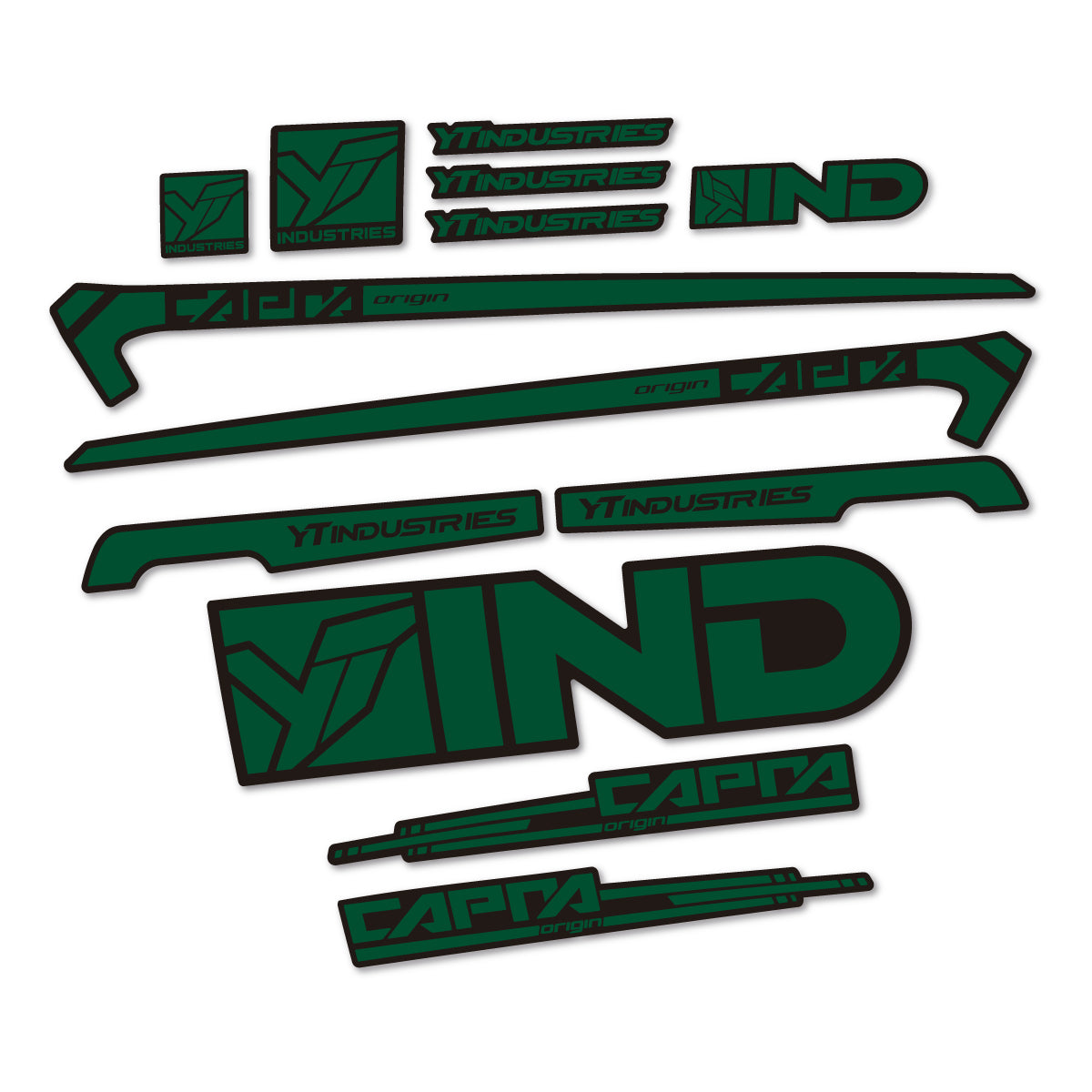 Stickers for YT Capra AL 2015 frame, vinyl decals - Dark Green