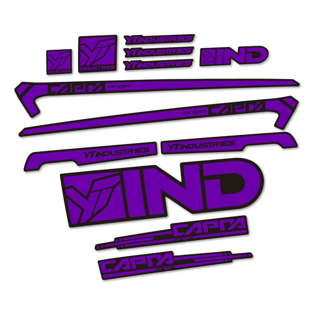 Stickers for YT Capra AL 2015 frame, vinyl decals - Violet