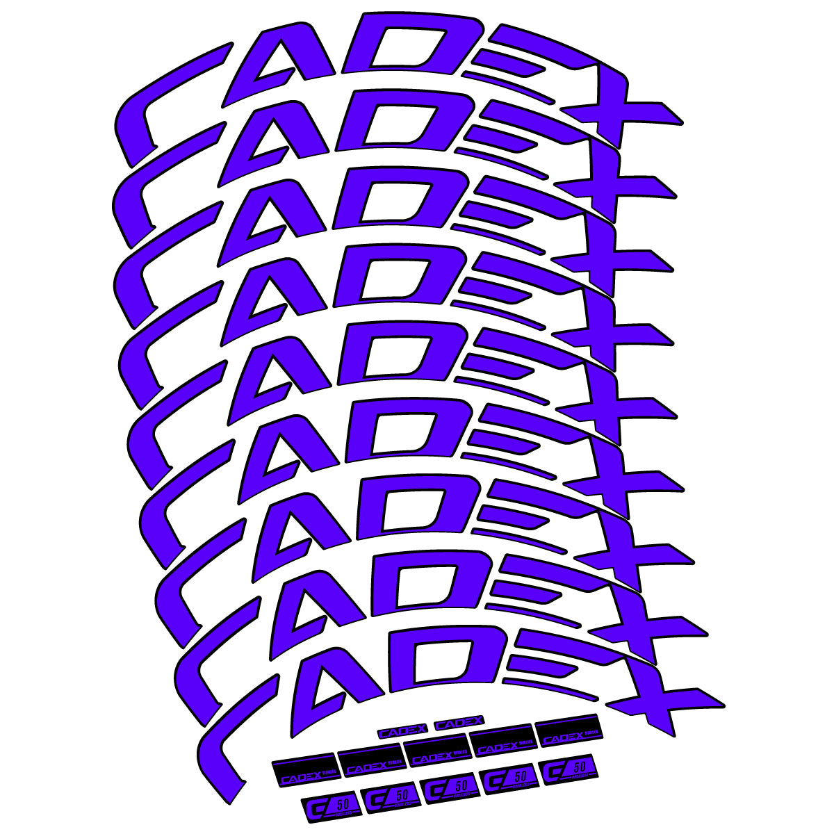 Stickers for Cadex 50 Ultra Disc 2022-2025, Road Wheel 50mm vinyl decals