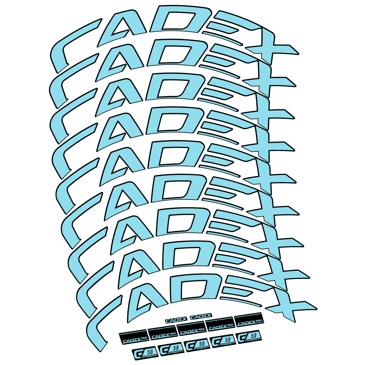 Stickers for Cadex 50 Ultra Disc 2022-2025, Road Wheel 50mm vinyl decals