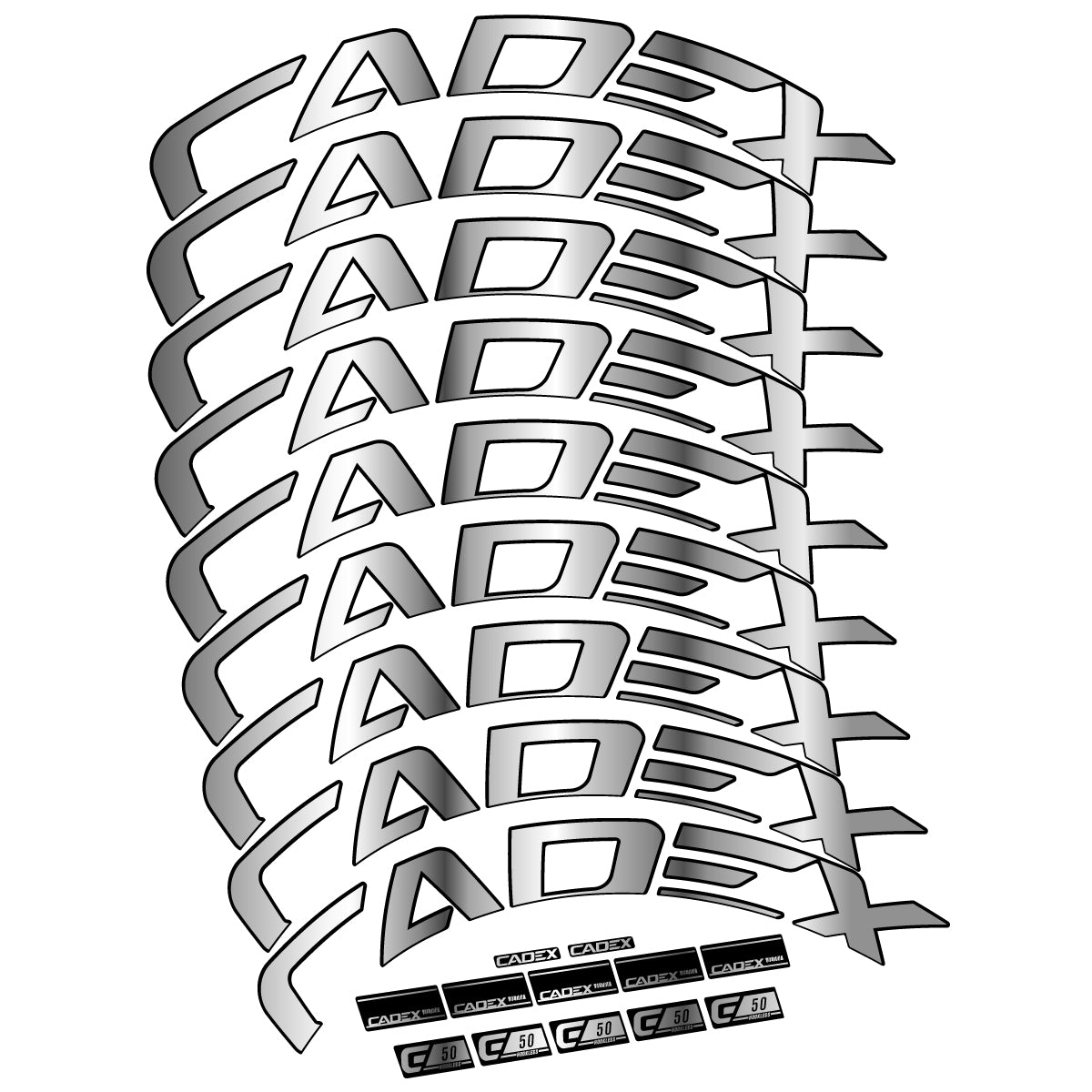 Stickers for Cadex 50 Ultra Disc 2022-2025, Road Wheel 50mm vinyl decals