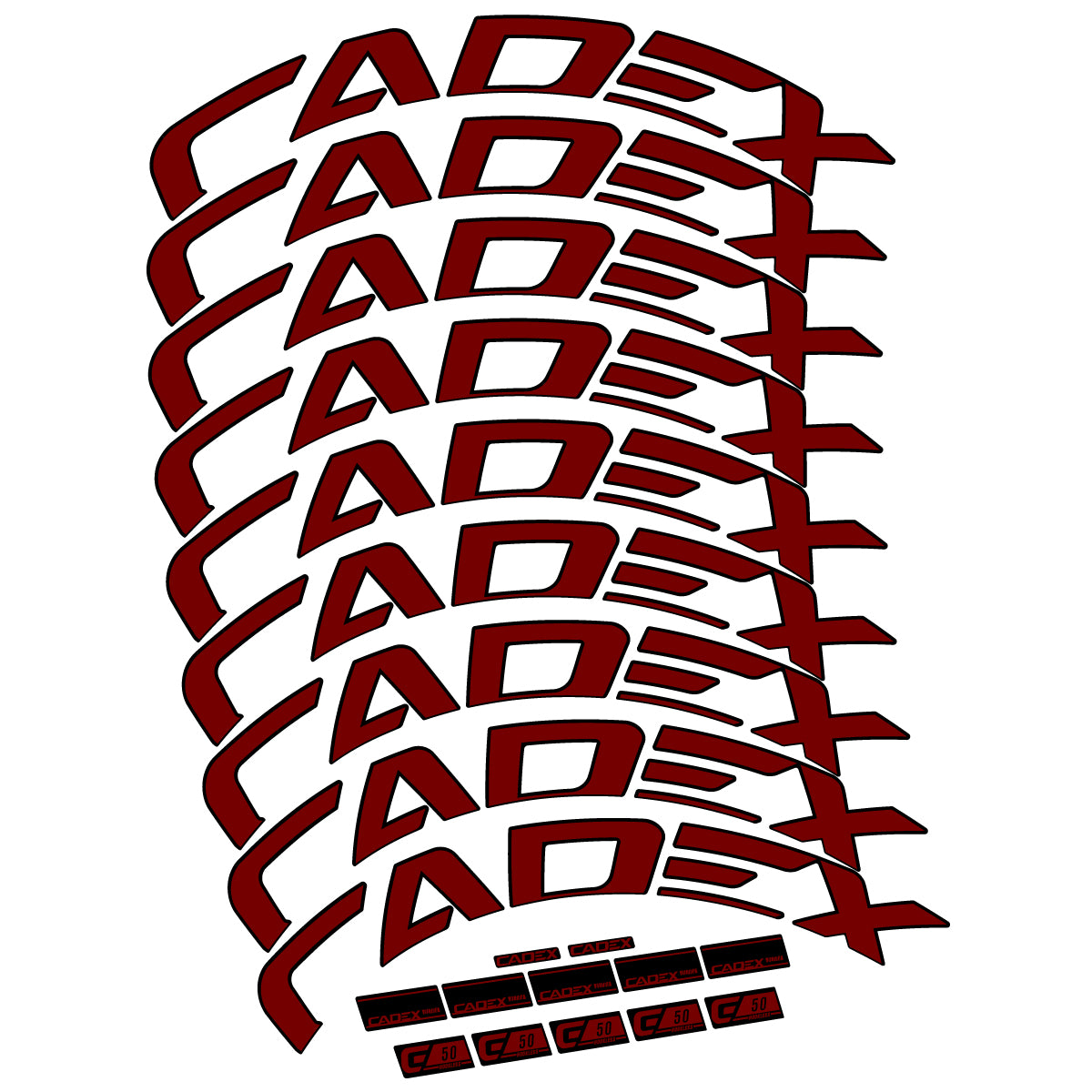 Stickers for Cadex 50 Ultra Disc 2022-2025, Road Wheel 50mm vinyl decals