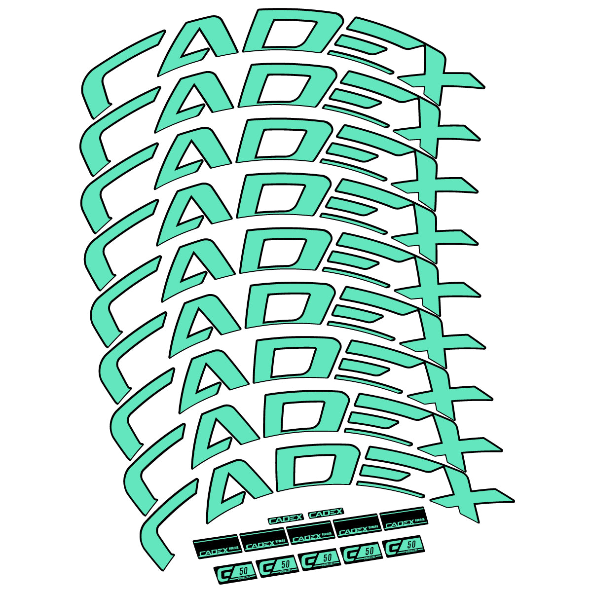 Stickers for Cadex 50 Ultra Disc 2022-2025, Road Wheel 50mm vinyl decals
