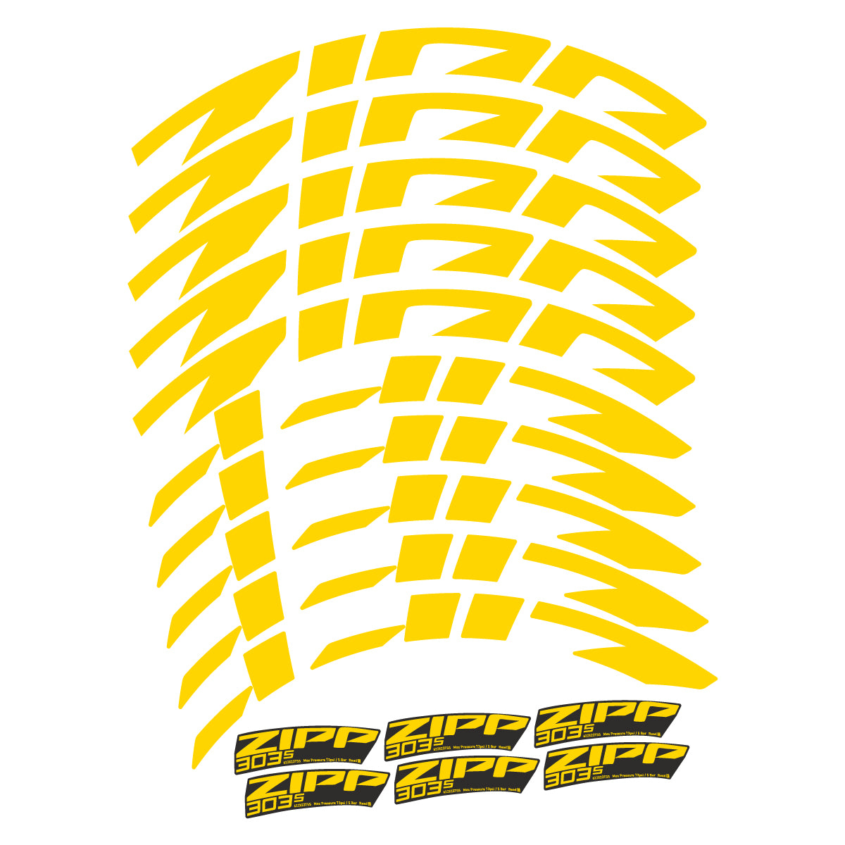Compatible Stickers for Zipp 303 S 2022-2026, Road Wheel 45mm vinyl decals - Banana Yellow
