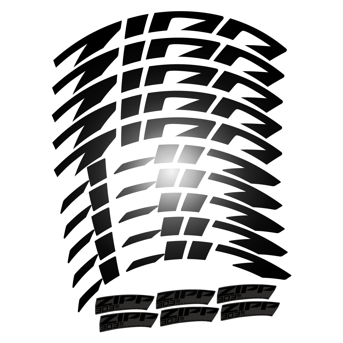 Compatible Stickers for Zipp 303 S 2022-2026, Road Wheel 45mm vinyl decals - Black