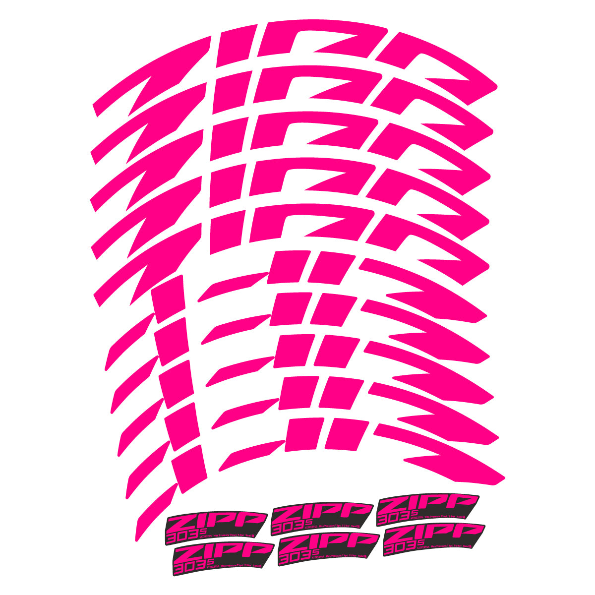 Compatible Stickers for Zipp 303 S 2022-2026, Road Wheel 45mm vinyl decals - Fuchsia