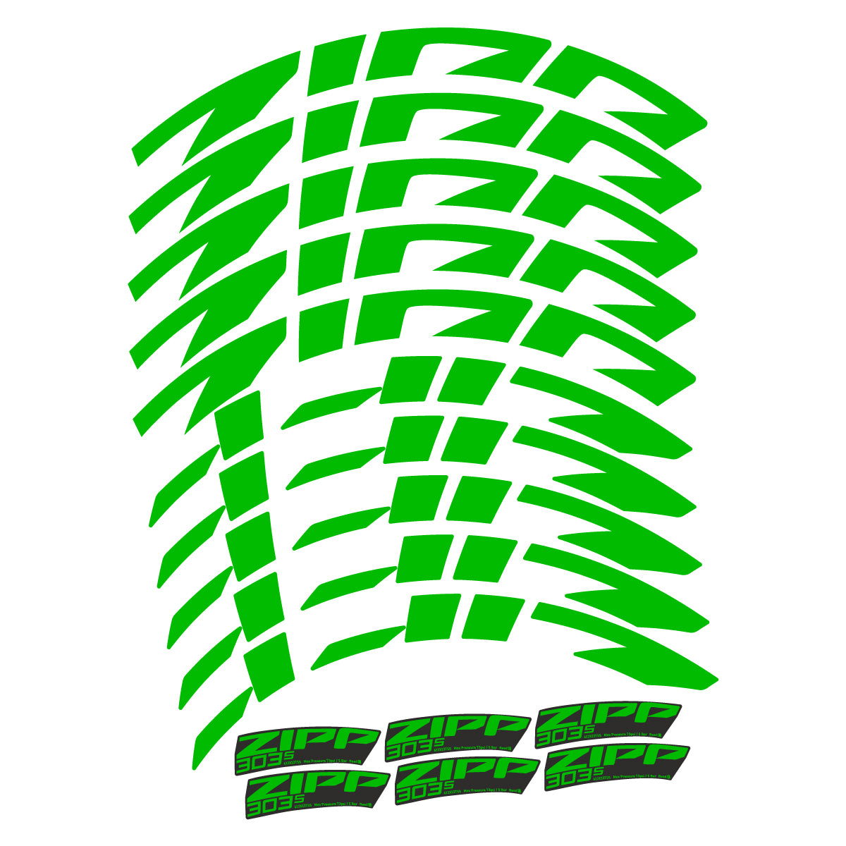 Compatible Stickers for Zipp 303 S 2022-2026, Road Wheel 45mm vinyl decals - Grass Green