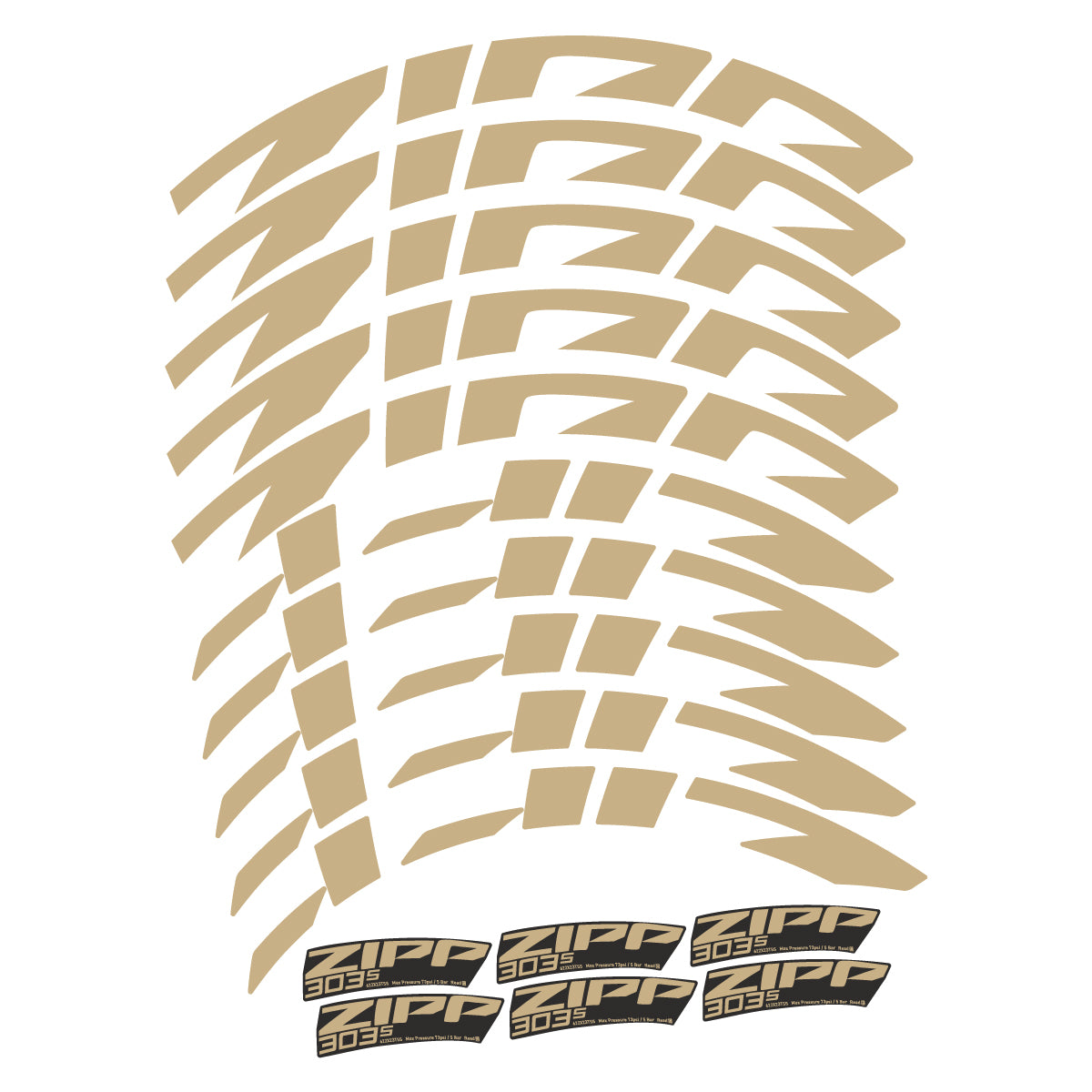 Compatible Stickers for Zipp 303 S 2022-2026, Road Wheel 45mm vinyl decals - Sand