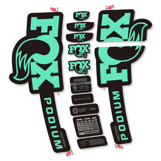 Compatible Decal Fox Podium Factory 2025, Fork, bike sticker vinyl