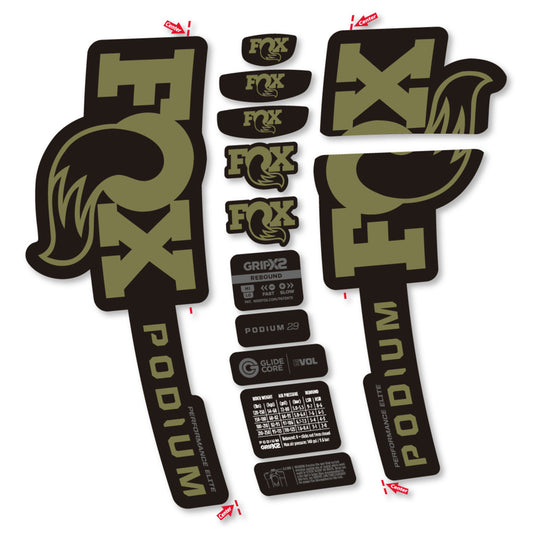 Compatible Decal Fox Podium Performance Elite 2025, Fork, bike sticker vinyl