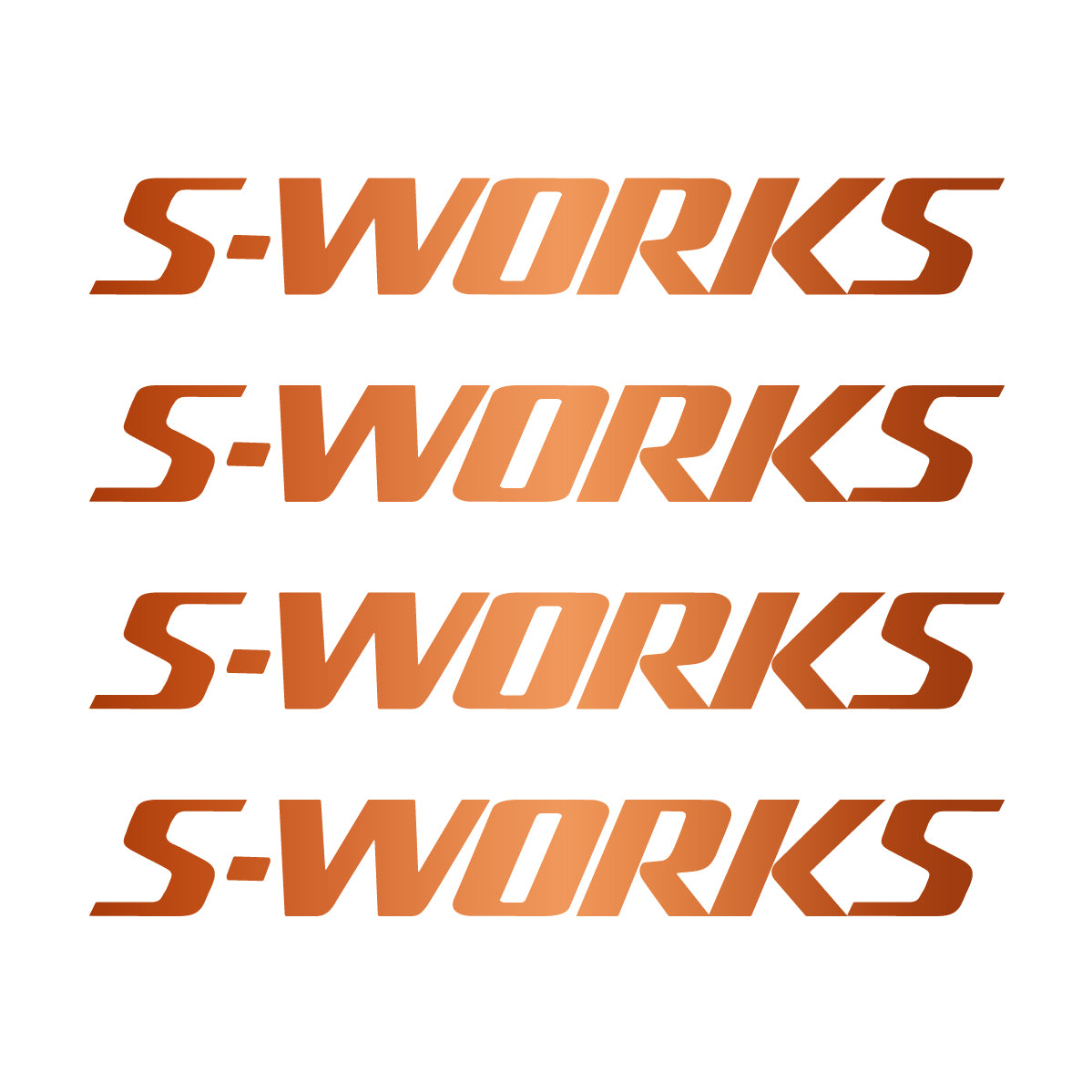 Stickers for Specialized S-Works, 4-Piece Logo Set vinyl decals - Bronze