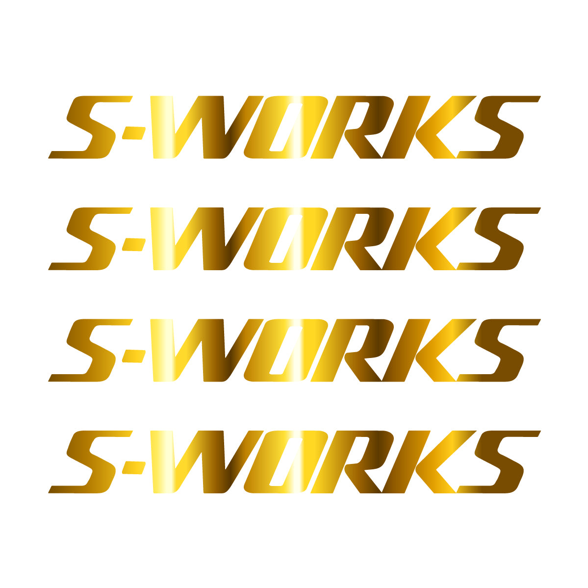 Stickers for Specialized S-Works, 4-Piece Logo Set vinyl decals - Chrome Gold