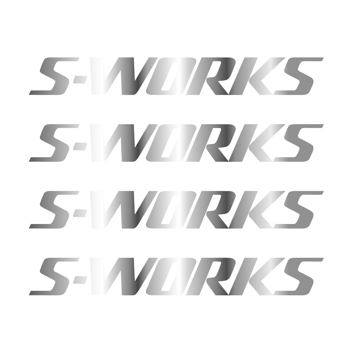Stickers for Specialized S-Works, 4-Piece Logo Set vinyl decals - Chrome Silver