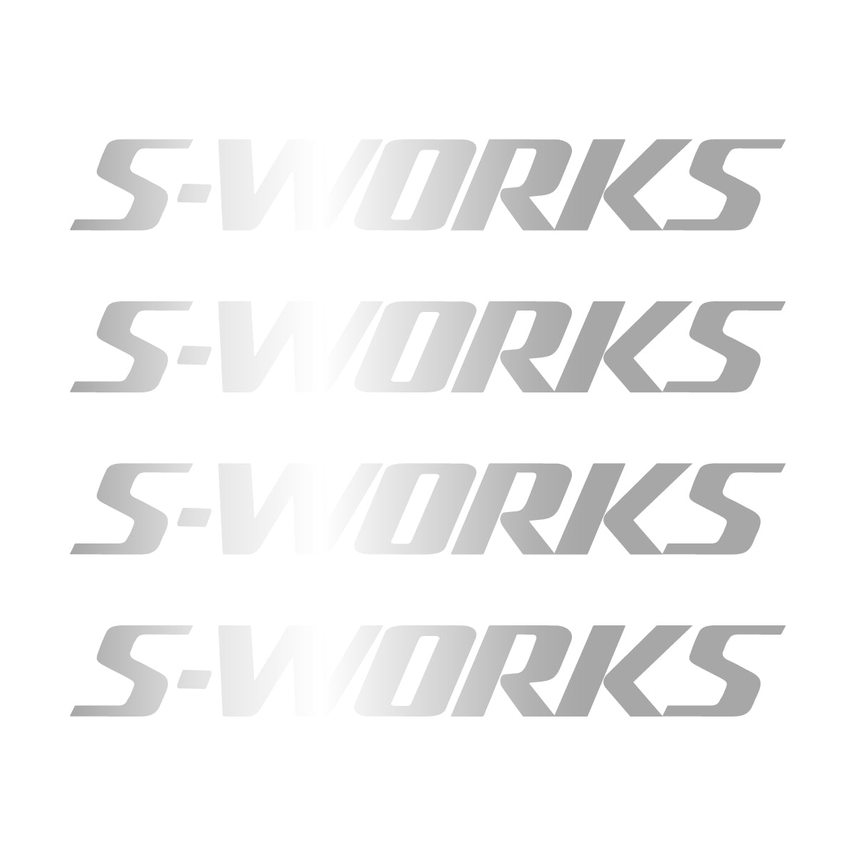 Stickers for Specialized S-Works, 4-Piece Logo Set vinyl decals - Light Silver