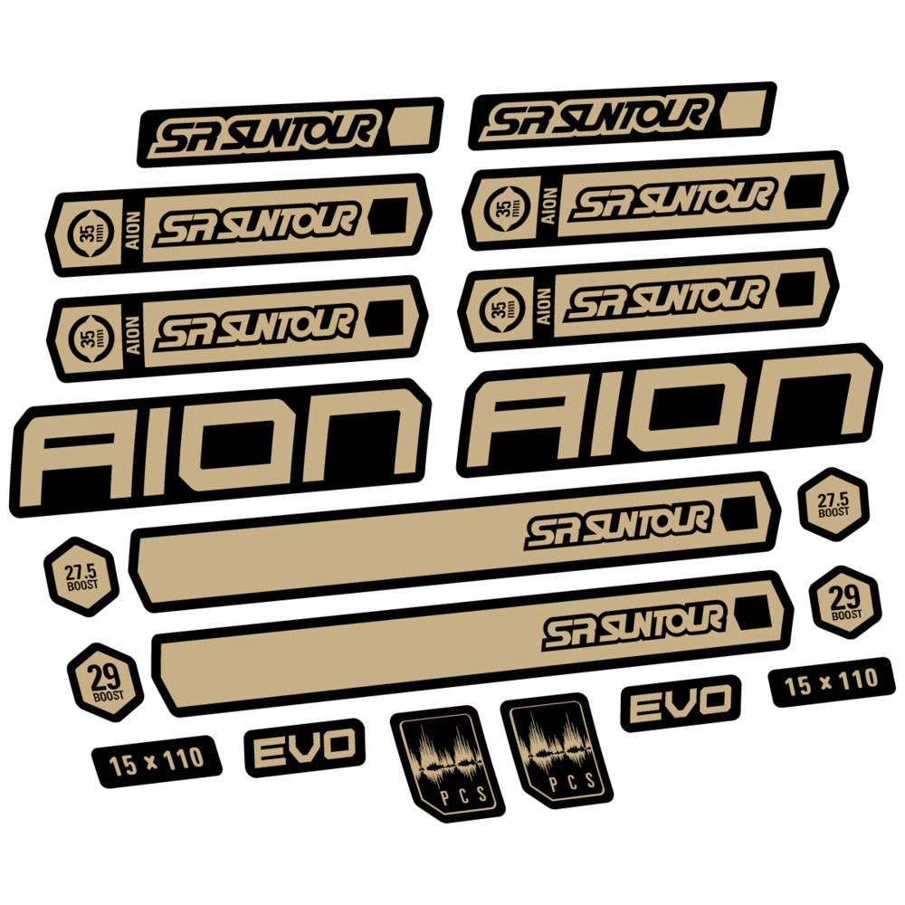 Stickers for SR Suntour Aion 35 White 2020-2024, Fork vinyl decals - Sand