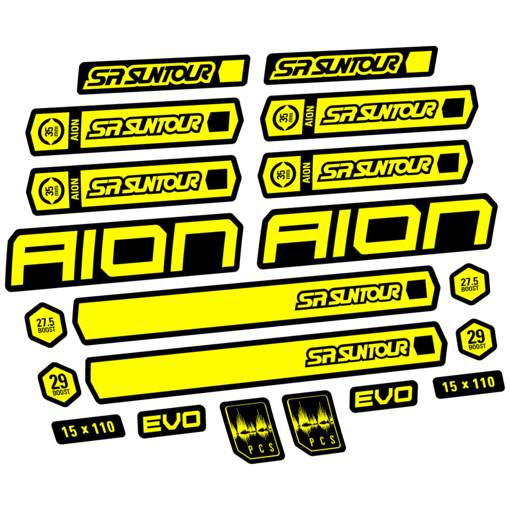 Stickers for SR Suntour Aion 35 White 2020-2024, Fork vinyl decals - Lemon Yellow