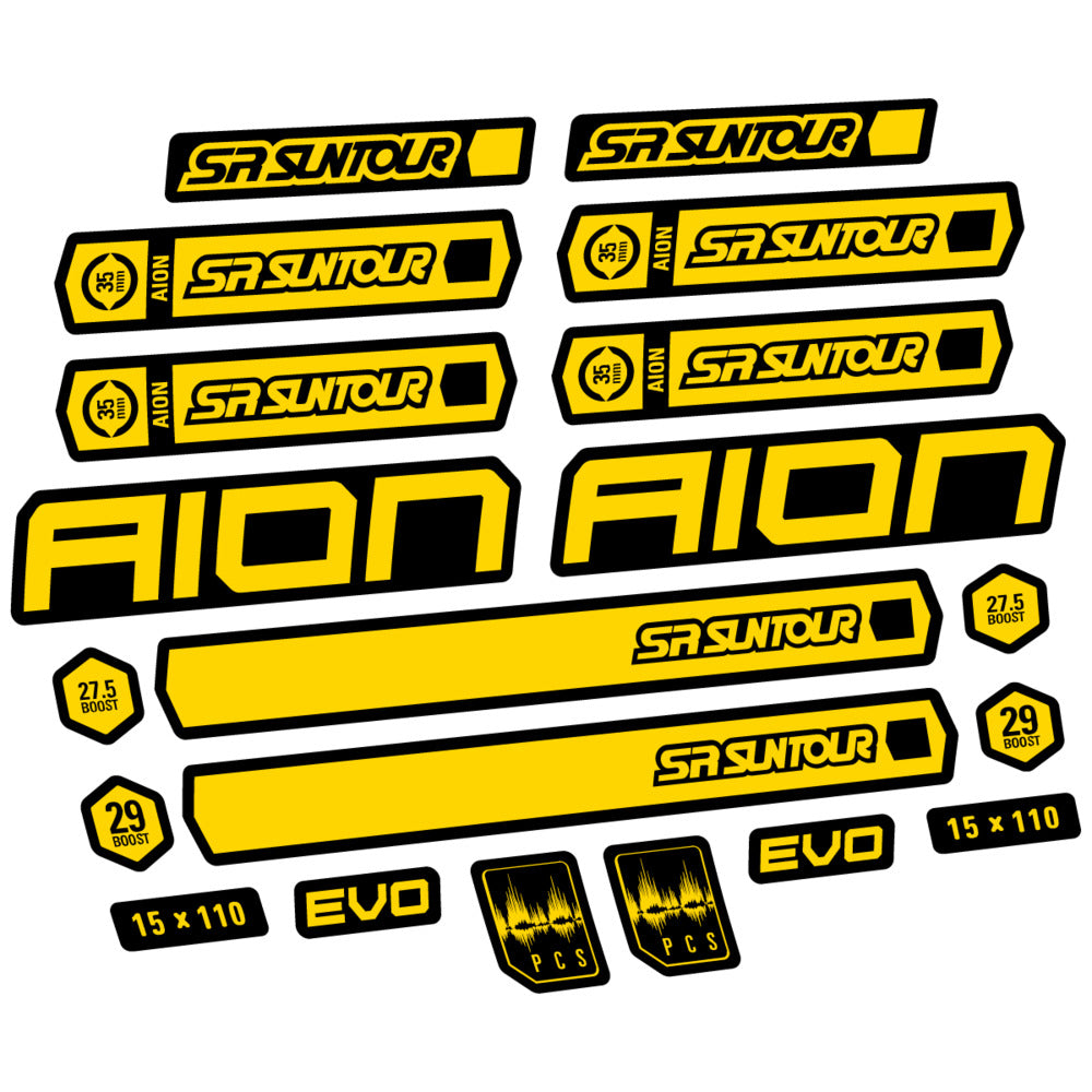 Stickers for SR Suntour Aion 35 White 2020-2024, Fork vinyl decals - Banana Yellow
