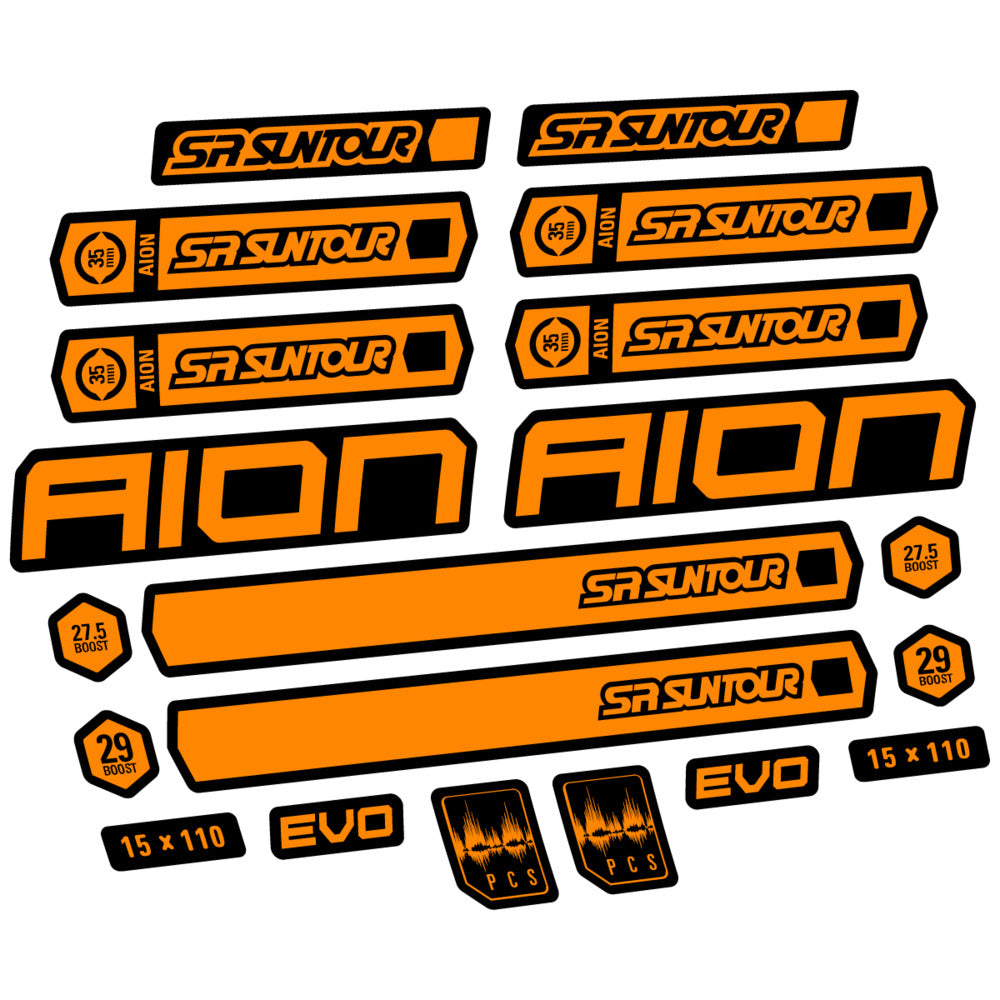 Stickers for SR Suntour Aion 35 White 2020-2024, Fork vinyl decals - Saffron Yellow