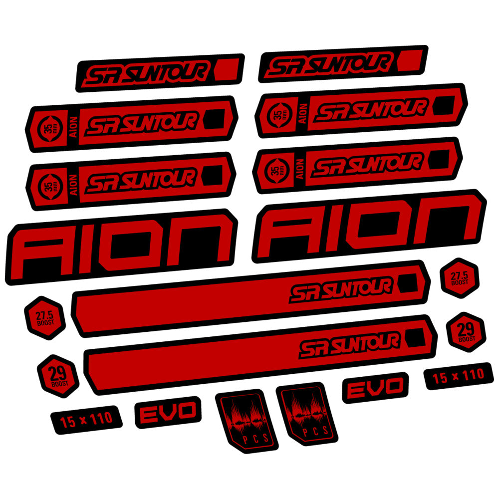 Stickers for SR Suntour Aion 35 White 2020-2024, Fork vinyl decals - Medium Red