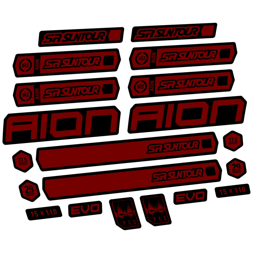 Stickers for SR Suntour Aion 35 White 2020-2024, Fork vinyl decals - Very Dark Red