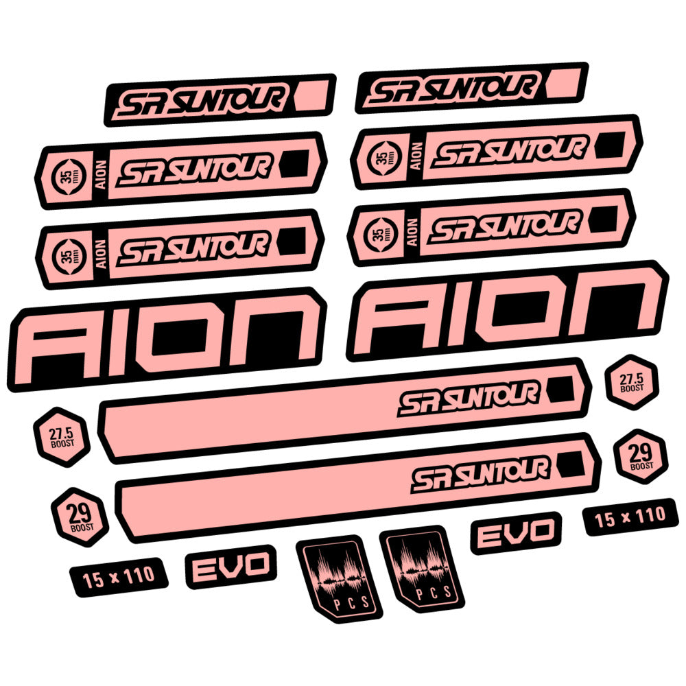 Stickers for SR Suntour Aion 35 White 2020-2024, Fork vinyl decals - Salmon Pink