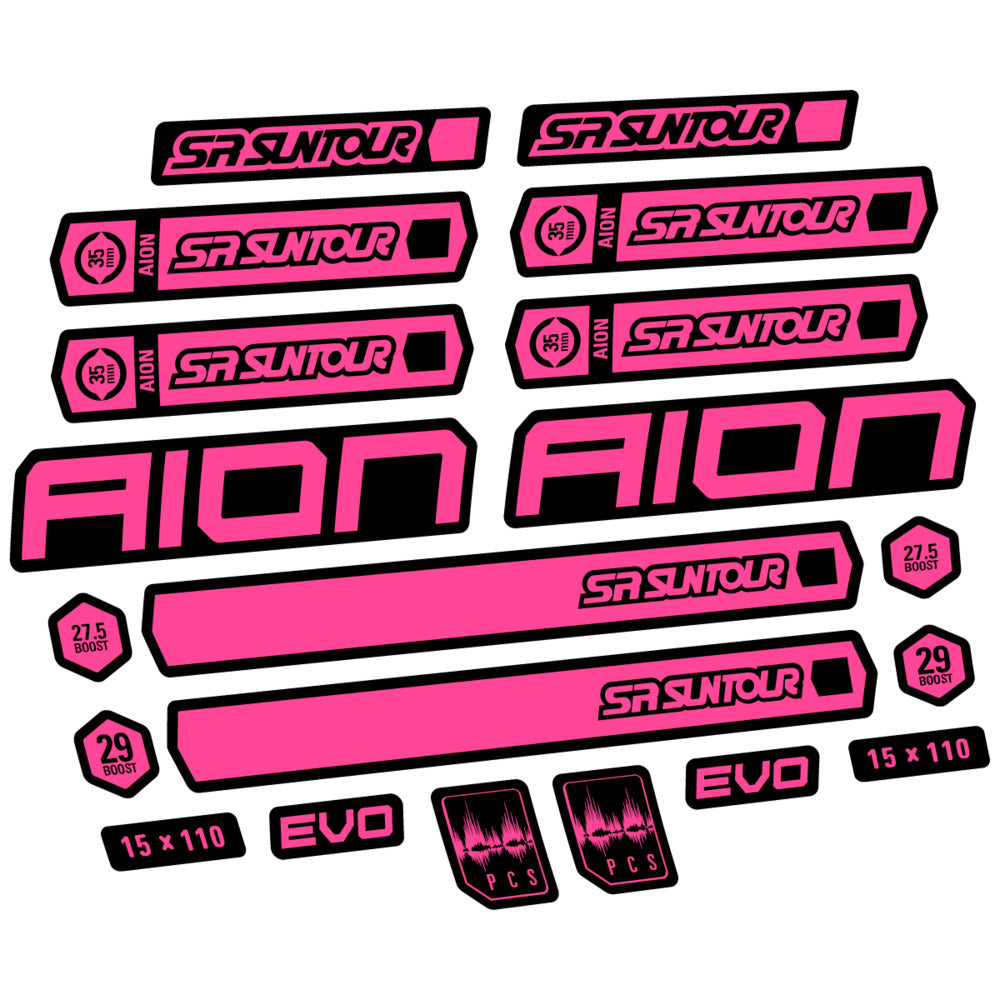 Stickers for SR Suntour Aion 35 White 2020-2024, Fork vinyl decals - Bubblegum Pink
