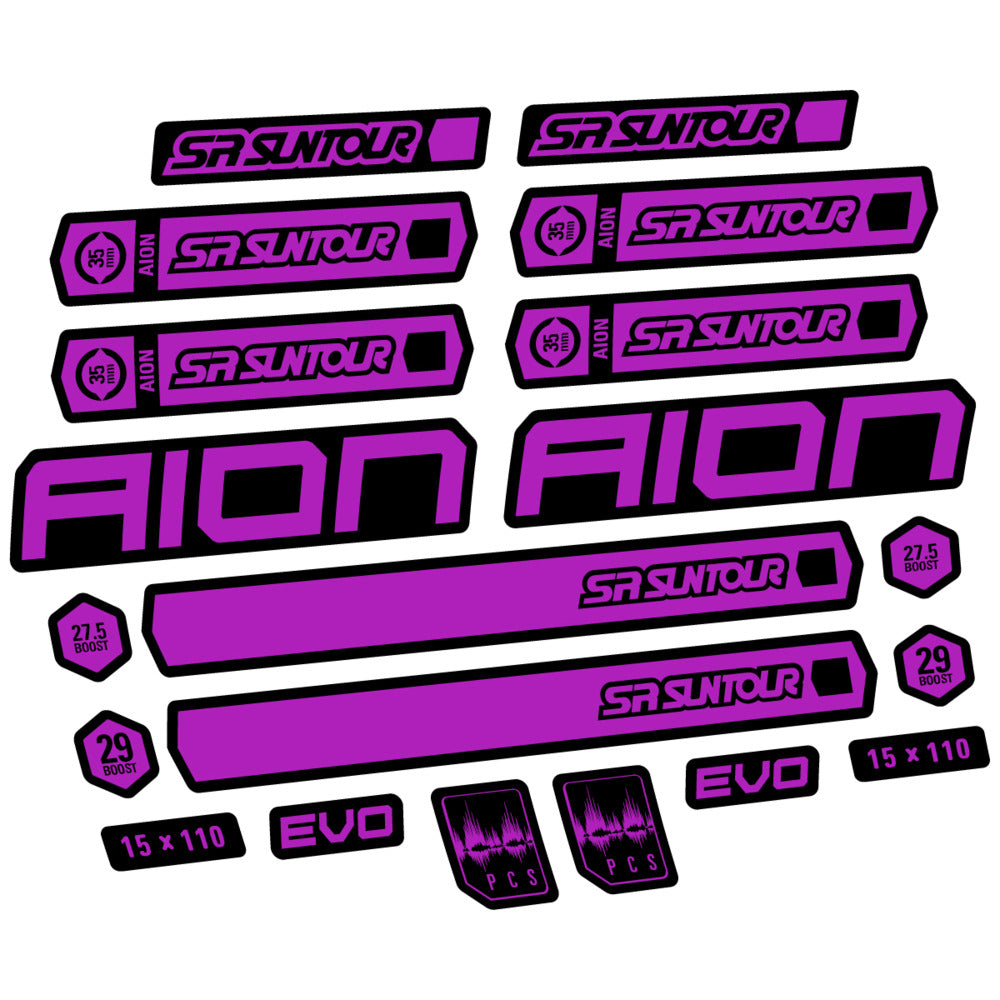 Stickers for SR Suntour Aion 35 White 2020-2024, Fork vinyl decals - Violet Pink