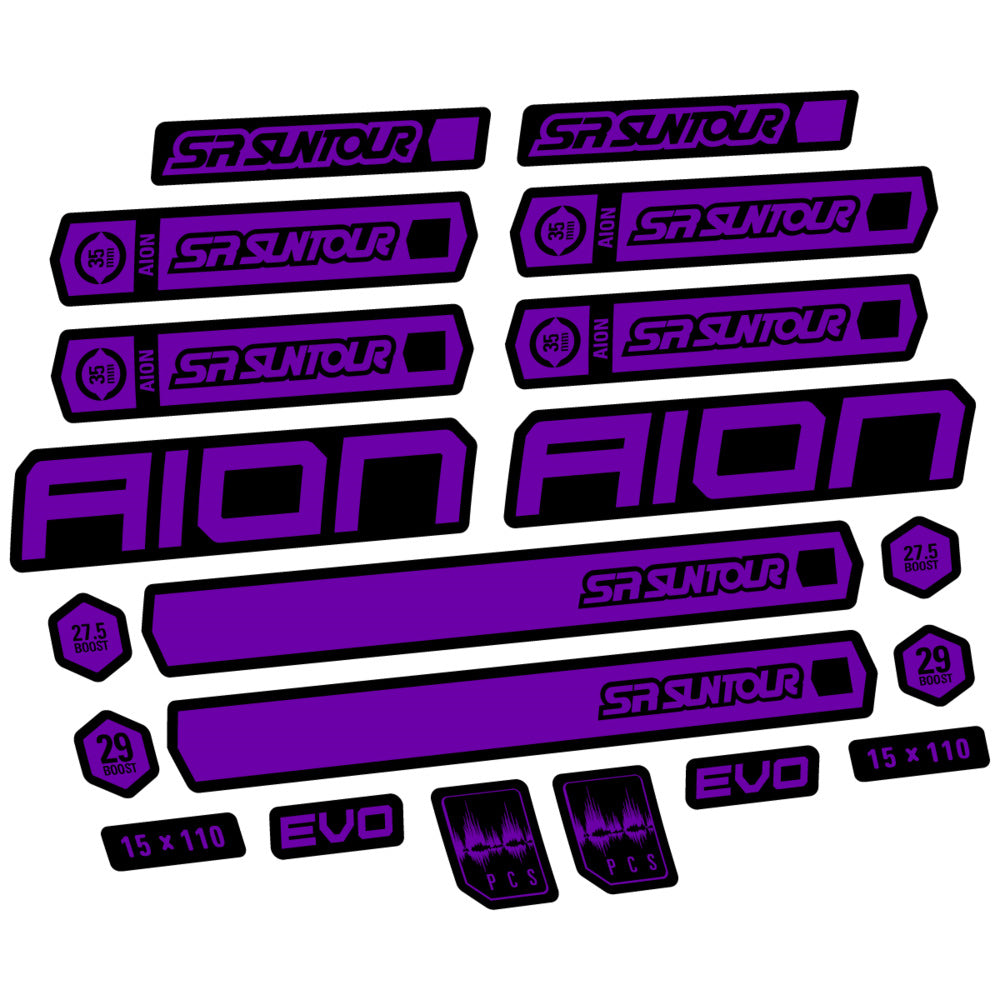 Stickers for SR Suntour Aion 35 White 2020-2024, Fork vinyl decals - Violet