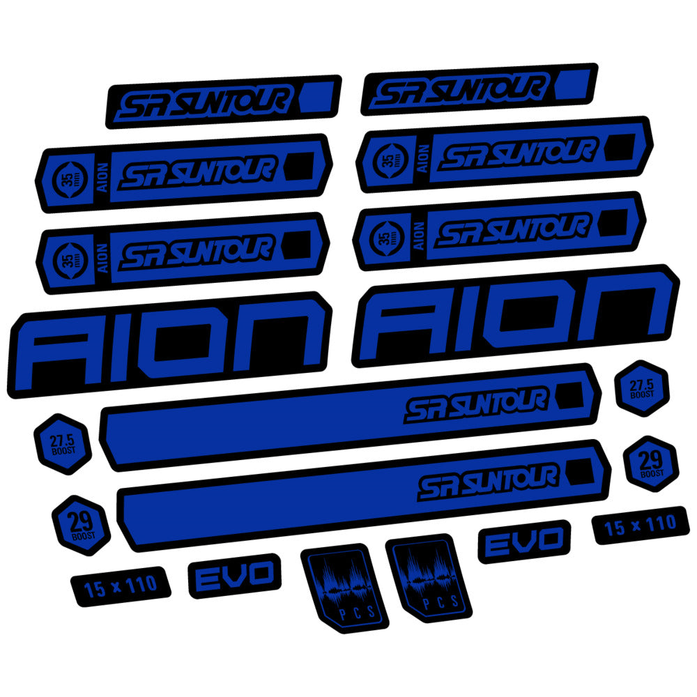 Stickers for SR Suntour Aion 35 White 2020-2024, Fork vinyl decals - Ultramarine Blue