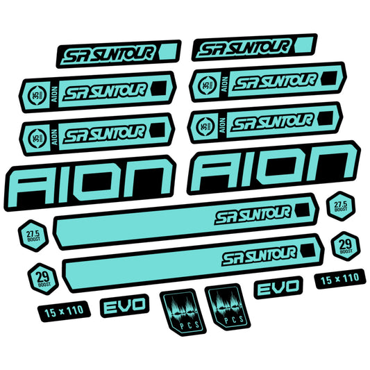 Stickers for SR Suntour Aion 35 White 2020-2024, Fork vinyl decals - Blue Green