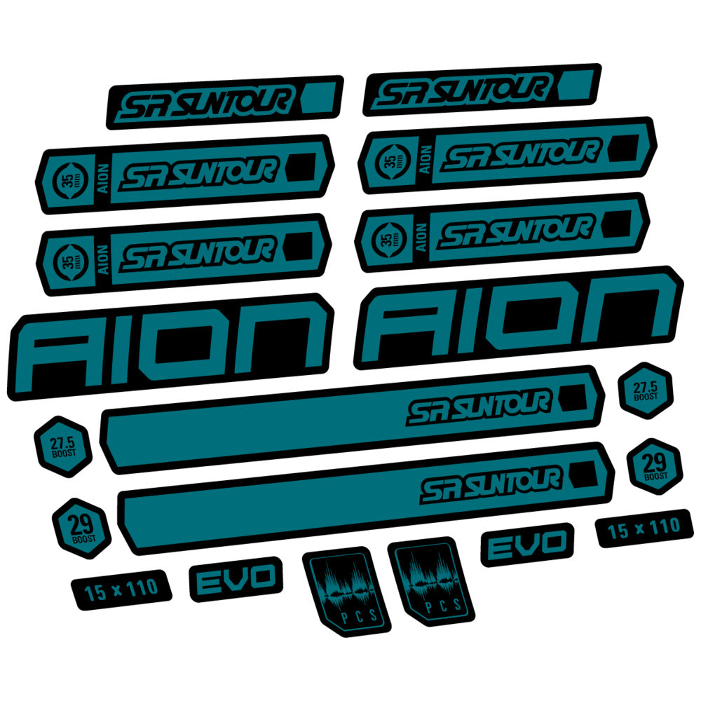Stickers for SR Suntour Aion 35 White 2020-2024, Fork vinyl decals - Dark Turquoise