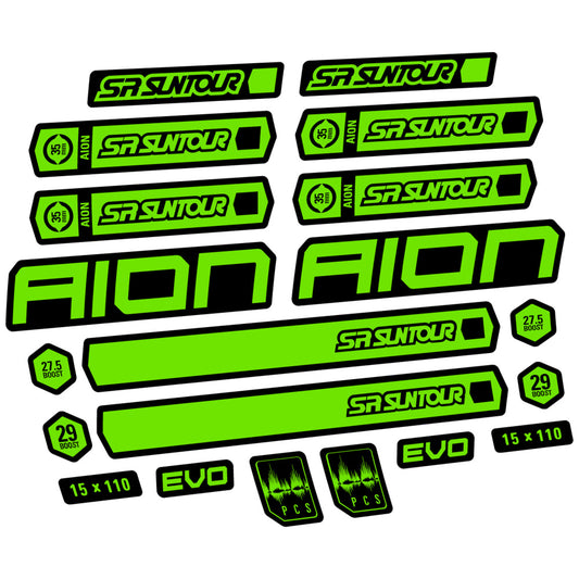 Stickers for SR Suntour Aion 35 White 2020-2024, Fork vinyl decals - Apple Green